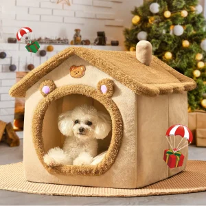 Pet Dogs - Cozy Indoor Pet Shelter with Soft Cushion Bed House