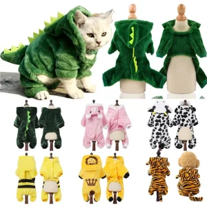 Thickened Warm Dog Cat Pet Clothes Dinosaur Outfit