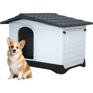 Durable Weatherproof Plastic Dog House with Air Vents and Elevated Floor