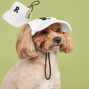 Dog Bonnet Embroidered Sport Letter Cap Adjustable Breathable Dog Sun Hat