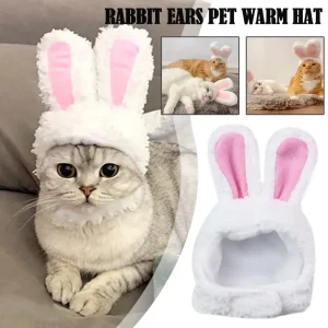 Funny Cat Headgear Cute Rabbit Ears Cap Warm Plush Ears Cat Accessories