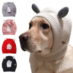 Dog Ear Muffs Noise Protection Pet Ears Covers Knitted Hat